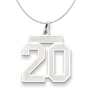 Sterling Silver, Jersey Collection, Medium Number 20 Necklace - 16 In